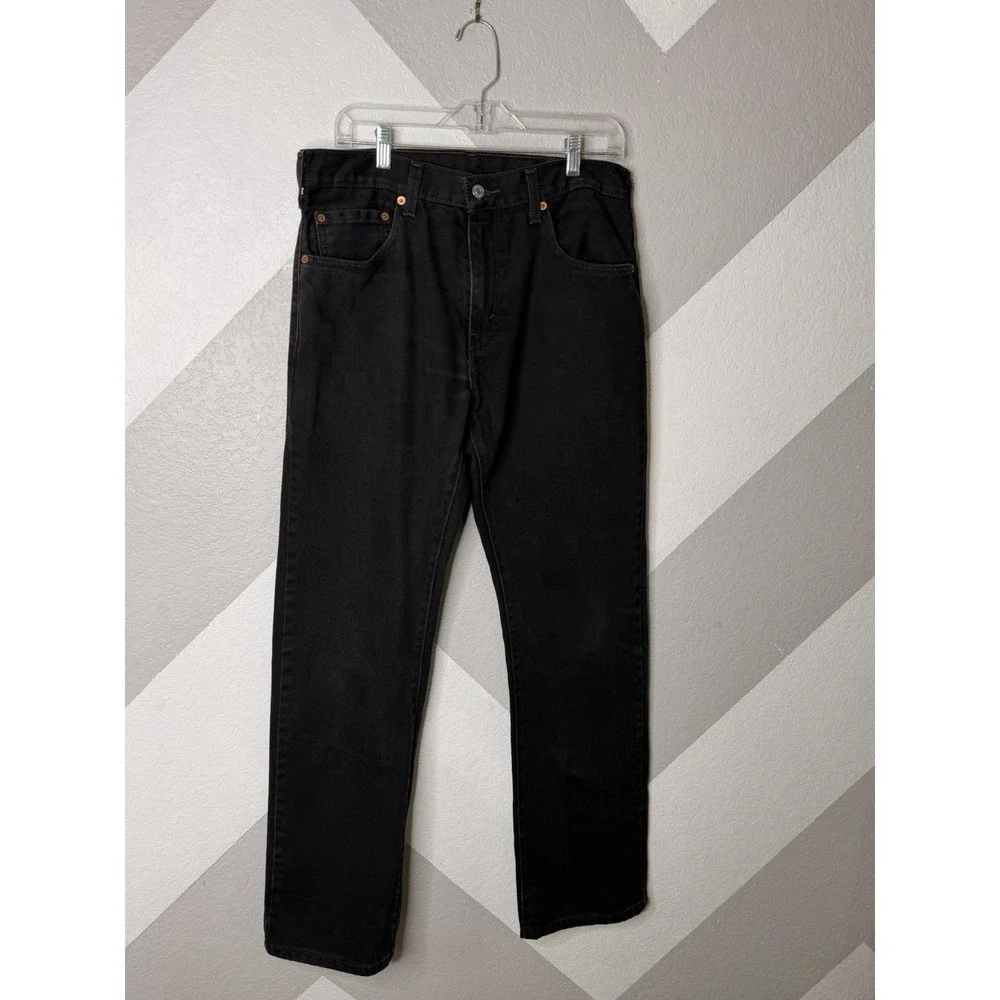 Levis 517 Mens Dark Black Denim Boot Cut Jeans 100% Cotton Size 33x32 EUC